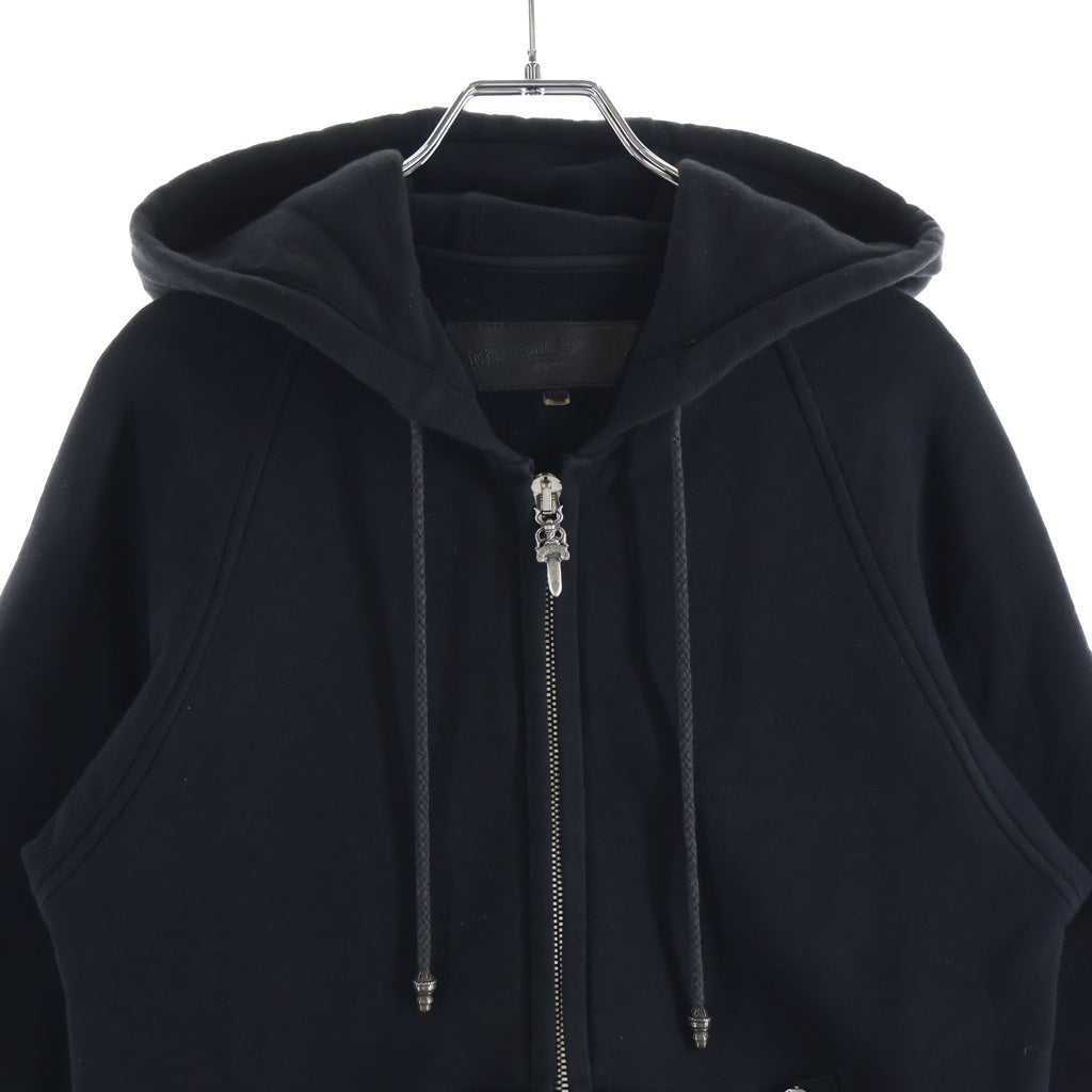 CHROME HEARTS(クロムハーツ) CROSS PATCH SWTSHRT HD HALF-ZIP 袖タイニーCHクロスパッチ付きハーフジップパーカー ブラック