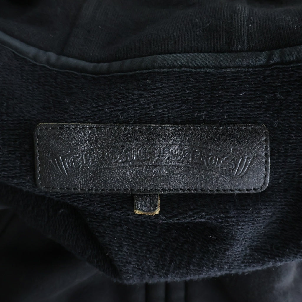CHROME HEARTS(クロムハーツ) CROSS PATCH SWTSHRT HD HALF-ZIP 袖タイニーCHクロスパッチ付きハーフジップパーカー ブラック