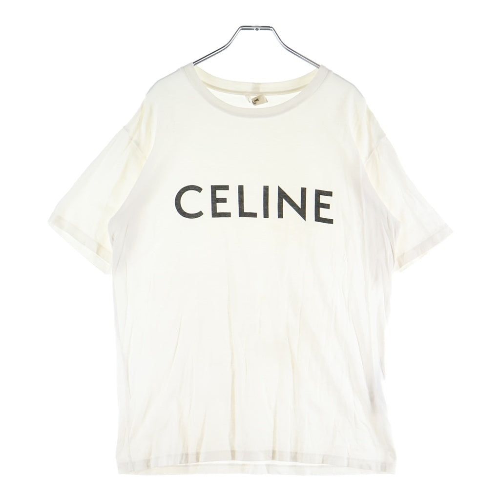 CELINE(セリーヌ) ルーズTシャツ フロントロゴ 半袖クルーネックカットソー ホワイト 2X681671Q