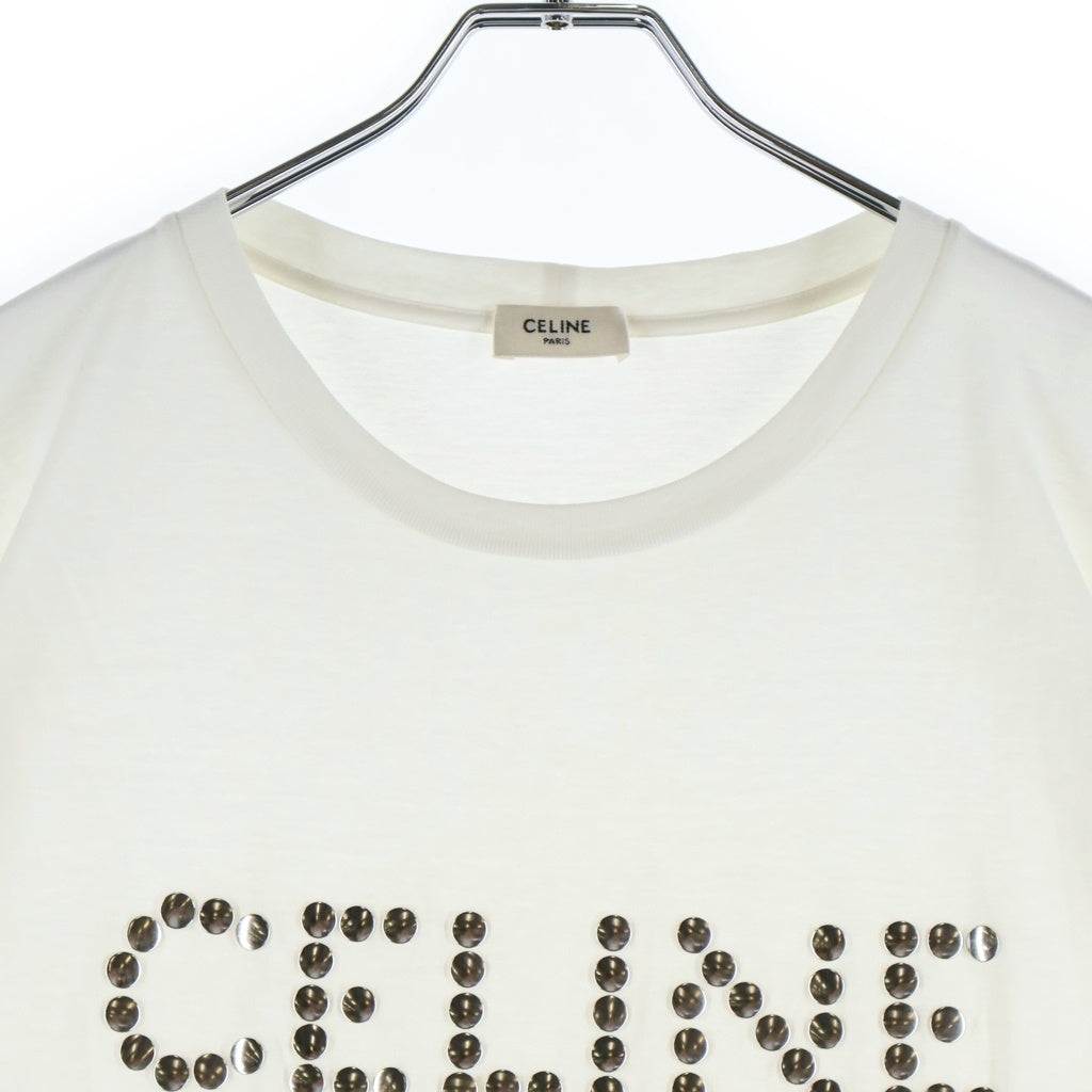 CELINE(セリーヌ) 22SS フロントロゴスタッズ クルーネック 半袖Tシャツ ホワイト 2X50C671Q