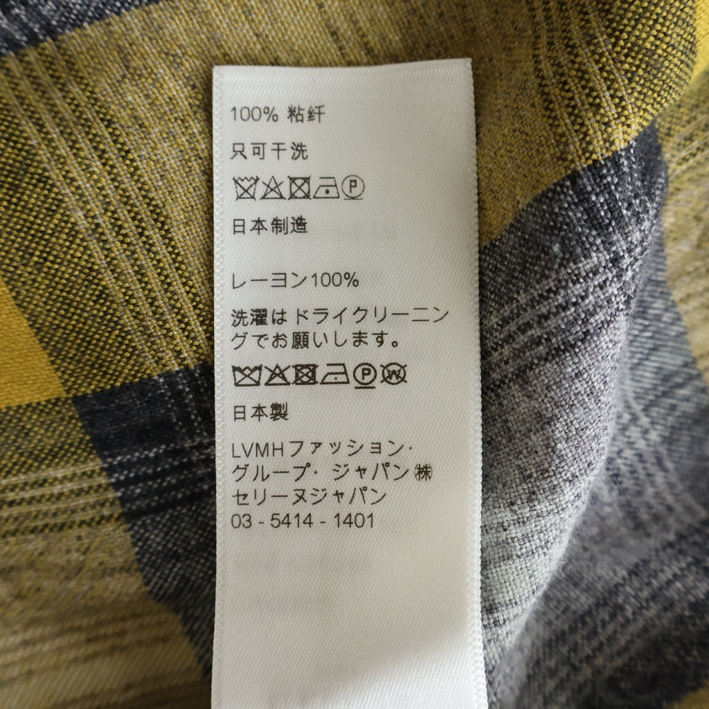 CELINE(セリーヌ) 21SS グラデーションチェック レーヨンルーズロングスリーブ 長袖シャツイエロー 2C486398M