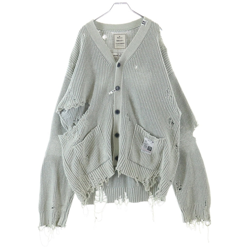 MAISON MIHARAYASUHIRO(メゾンミハラヤスヒロ) 24SS Bleached Knit Cardigan ブリーチニットカーディガン ダメージ加工 グレー J12CD501