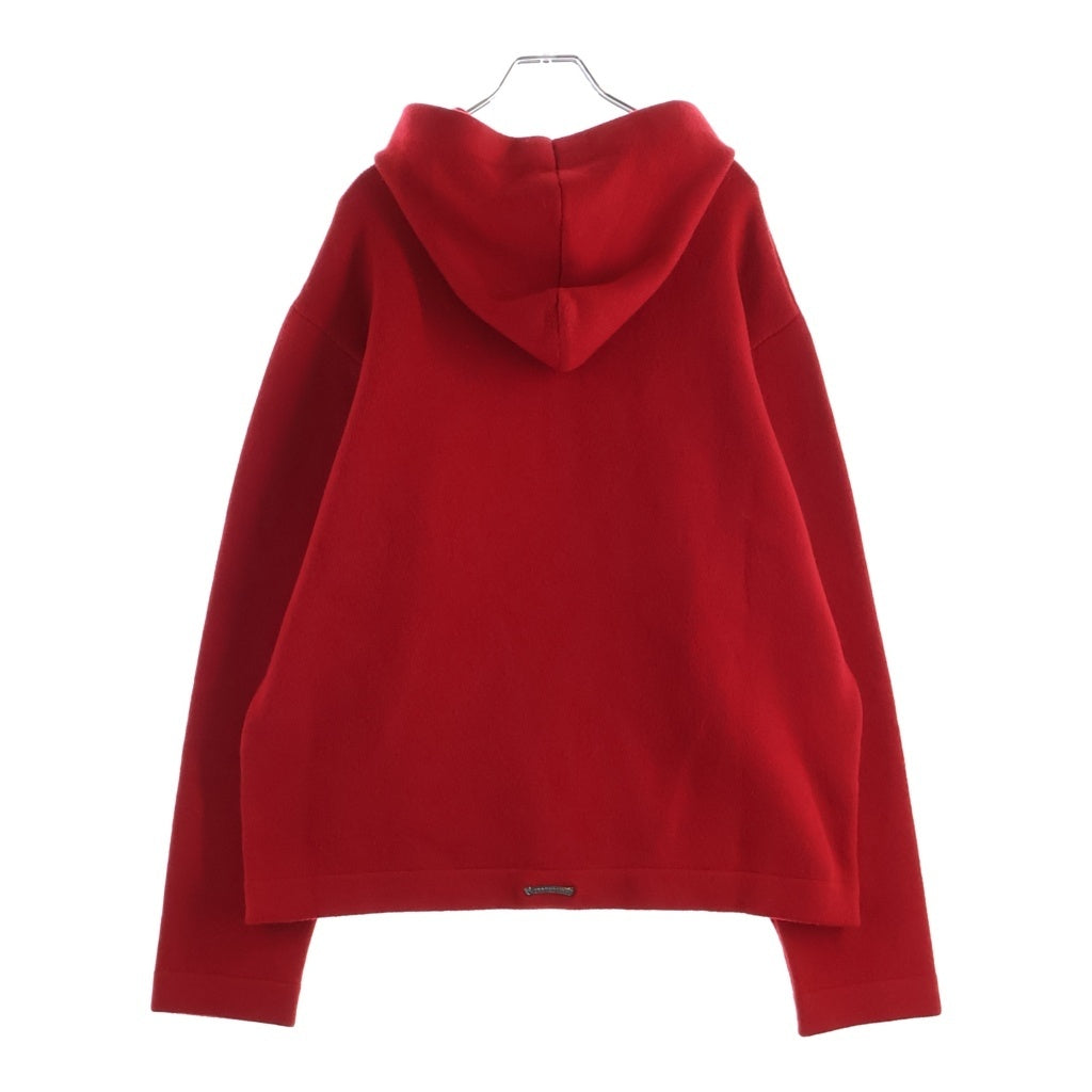 CHROME HEARTS(クロムハーツ) SAILIN ON HD PLVR CHSMR ロゴ刺繍セメタリークロスパッチカシミヤニットパーカー レッド