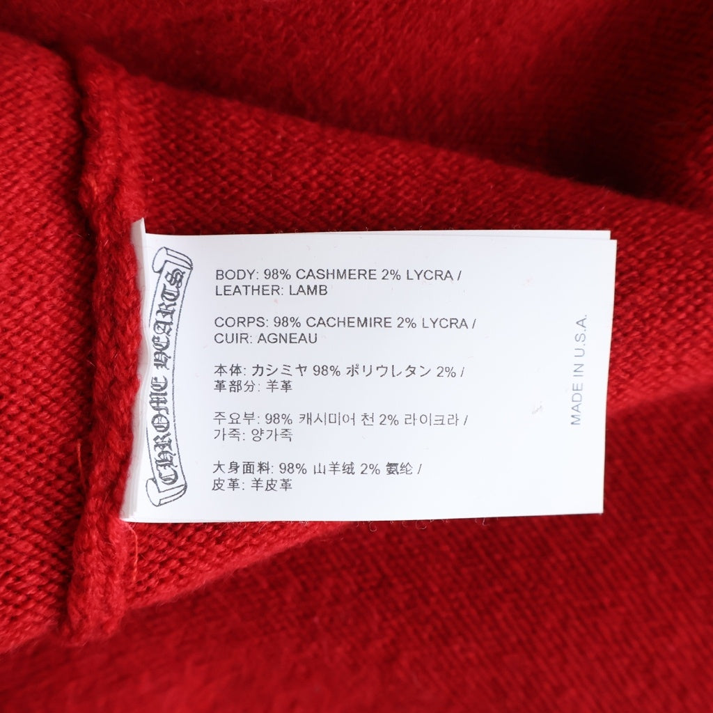 CHROME HEARTS(クロムハーツ) SAILIN ON HD PLVR CHSMR ロゴ刺繍セメタリークロスパッチカシミヤニットパーカー レッド