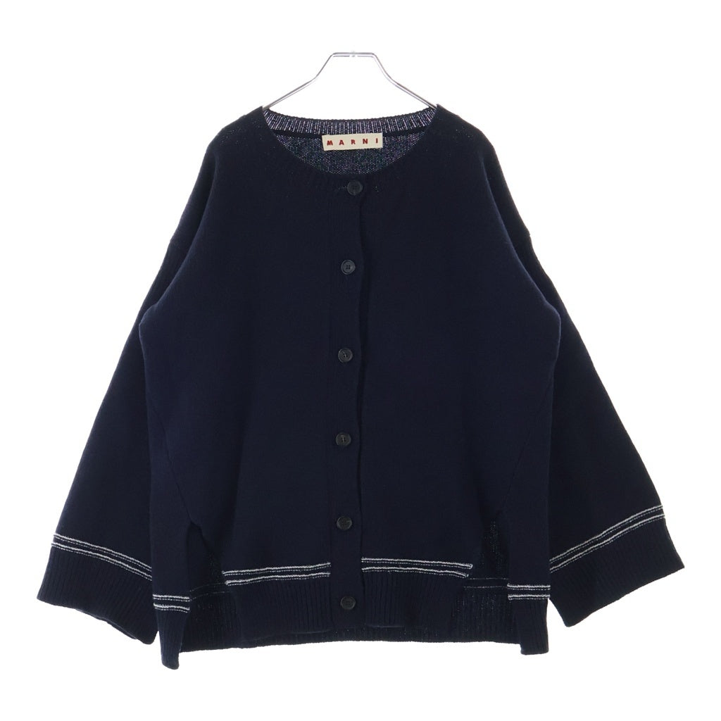 MARNI(マルニ) 24AW キモノスリーブ スリット ロゴニットカーディガン ネイビー レディース CDMD0309Q1