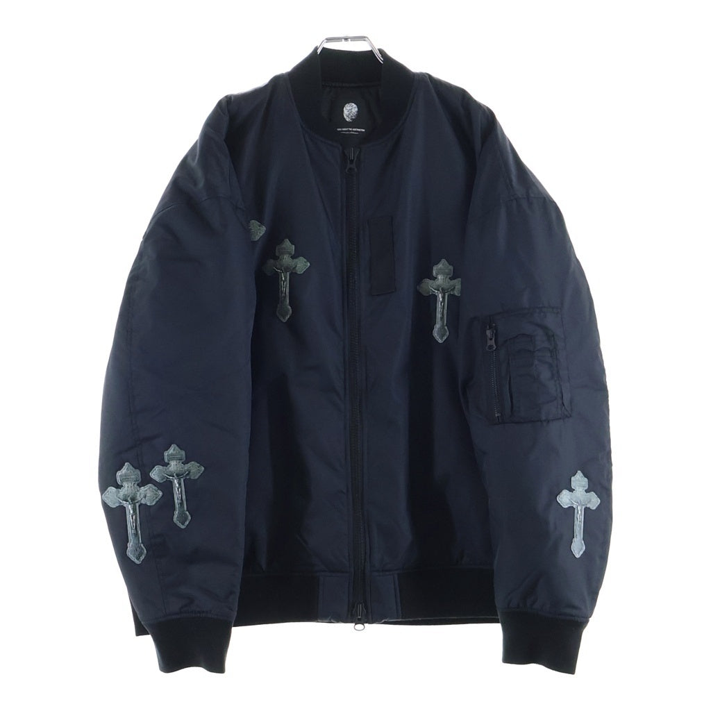 TALKING ABOUT THE ABSTRACTION(トーキング アバウト ザ アブストラクション) 3D CROSS PW MA-1 クロスパッチ ナイロン ボンバージャケット ネイビー 2526AW-J-005