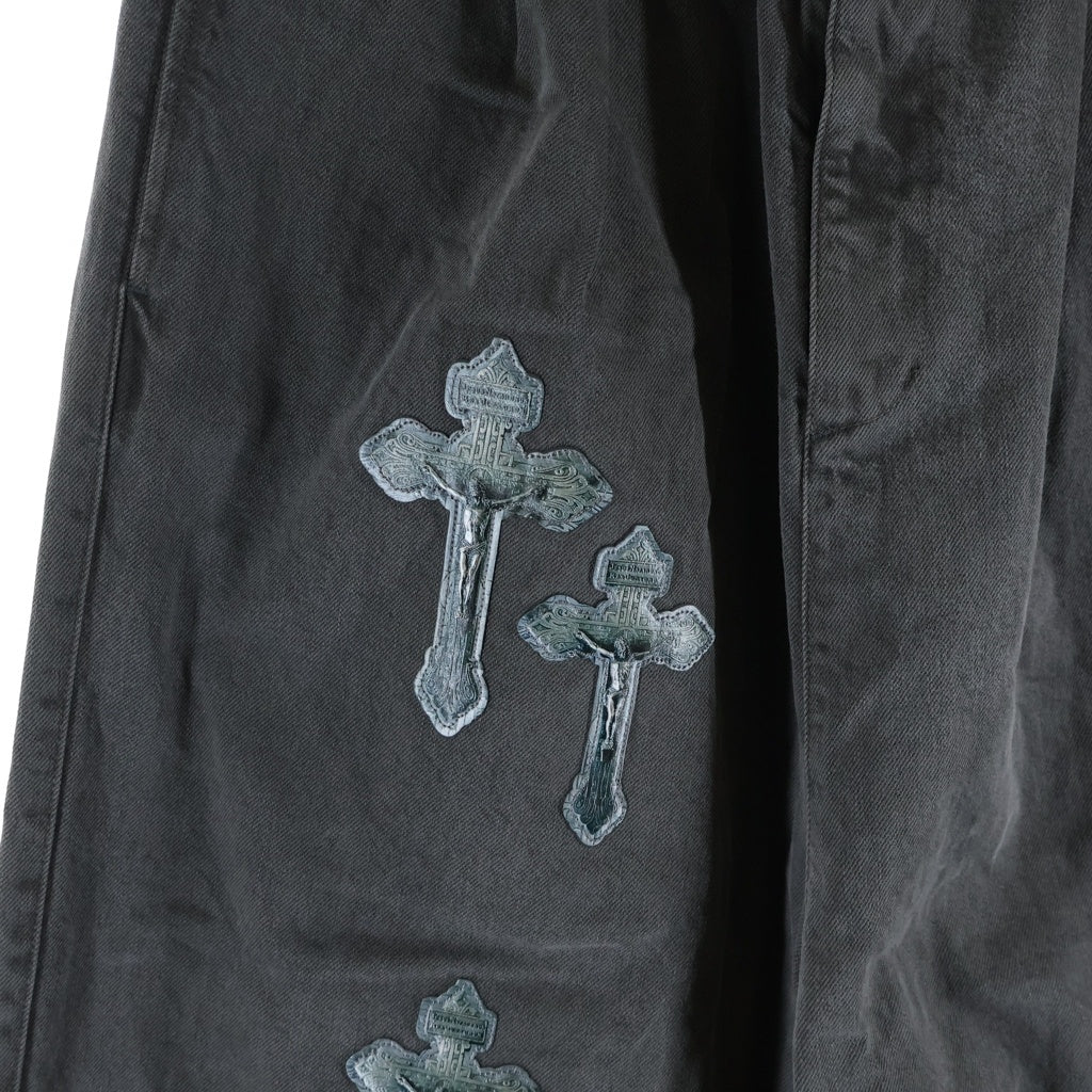 TALKING ABOUT THE ABSTRACTION(トーキング アバウト ザ アブストラクション) 3D CROSS ワイドデニム ジーンズ ブラックデニム 2526AW-PT-003