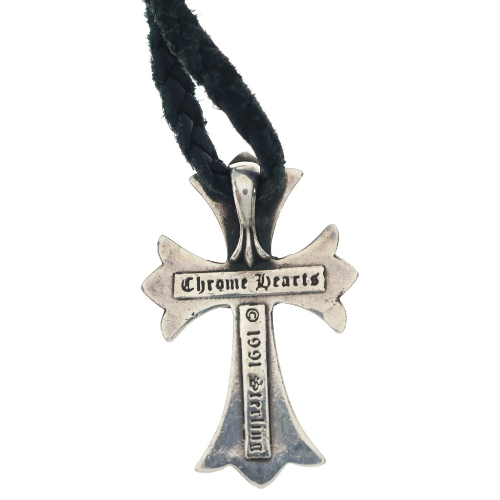 CHROME HEARTS(クロムハーツ) CH CRS SML CL スモールCHクロス レザーブレイド ネックレス SV925 シルバー/ブラック BCA217