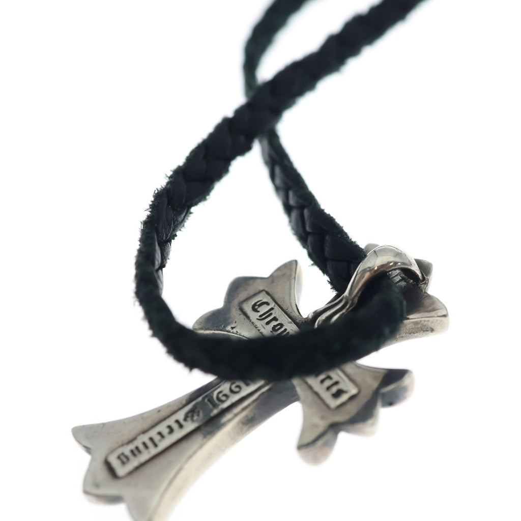 CHROME HEARTS(クロムハーツ) CH CRS SML CL スモールCHクロス レザーブレイド ネックレス SV925 シルバー/ブラック BCA217