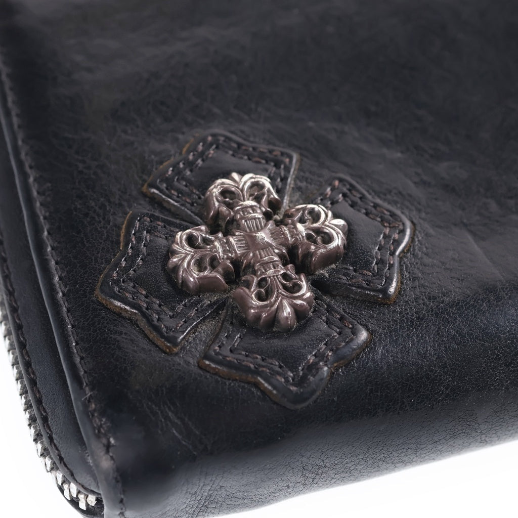 CHROME HEARTS(クロムハーツ) RC F ZP2 フィリグリープラス装飾 ラウンドジップレザーロングウォレット 財布 ブラック