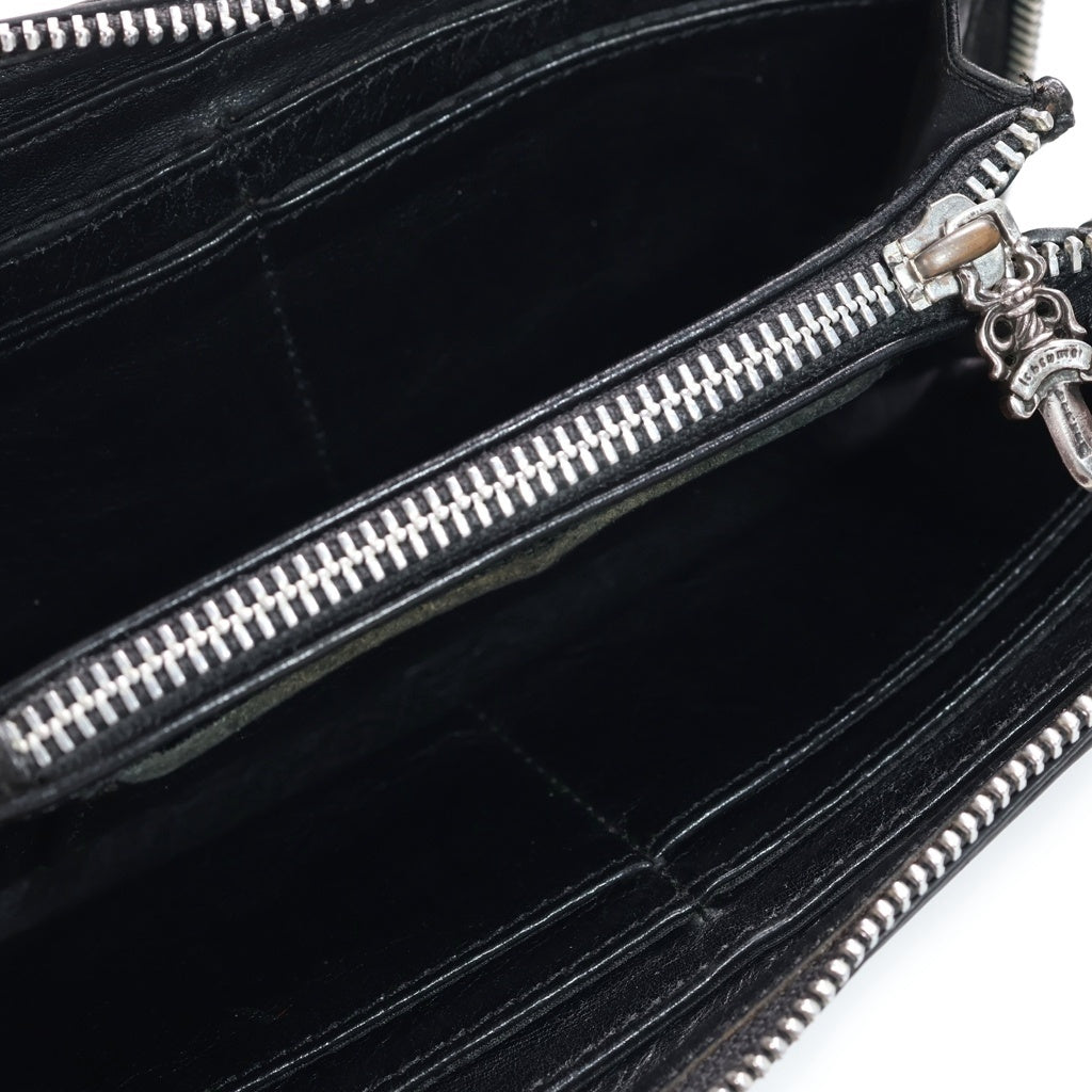 CHROME HEARTS(クロムハーツ) RC F ZP2 フィリグリープラス装飾 ラウンドジップレザーロングウォレット 財布 ブラック