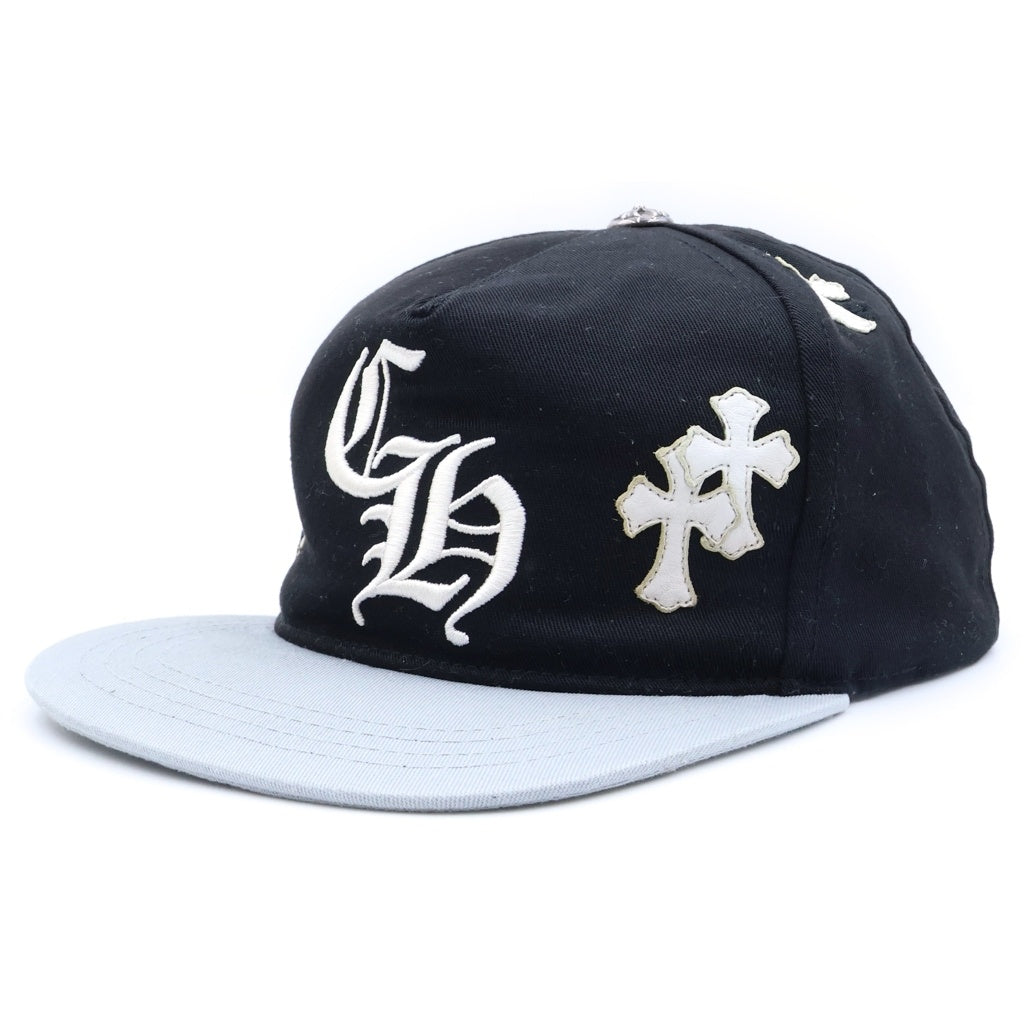 CHROME HEARTS(クロムハーツ) CH HAT CH刺繍 クロスパッチ ベースボールキャップ ブラック/ホワイト