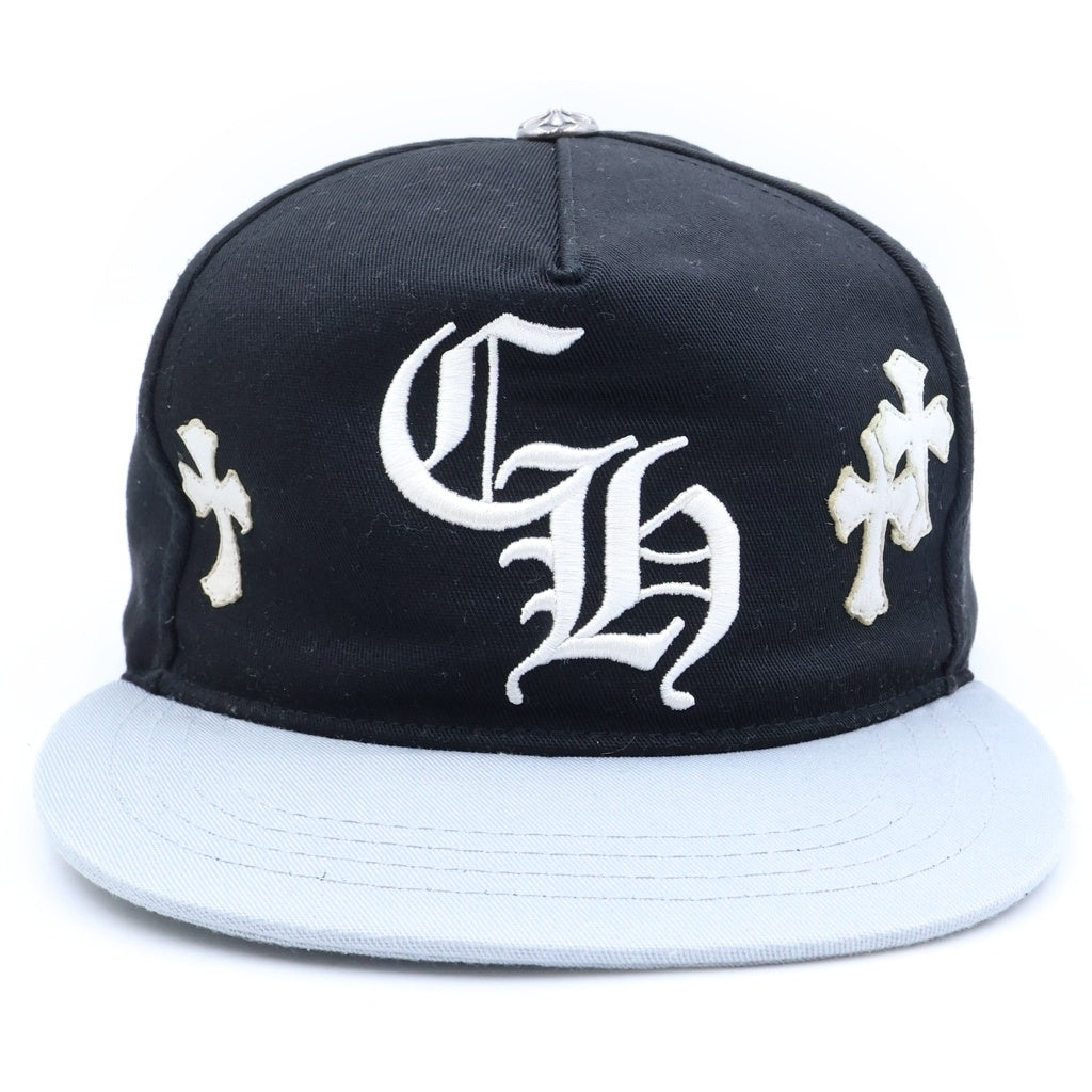 CHROME HEARTS(クロムハーツ) CH HAT CH刺繍 クロスパッチ ベースボールキャップ ブラック/ホワイト