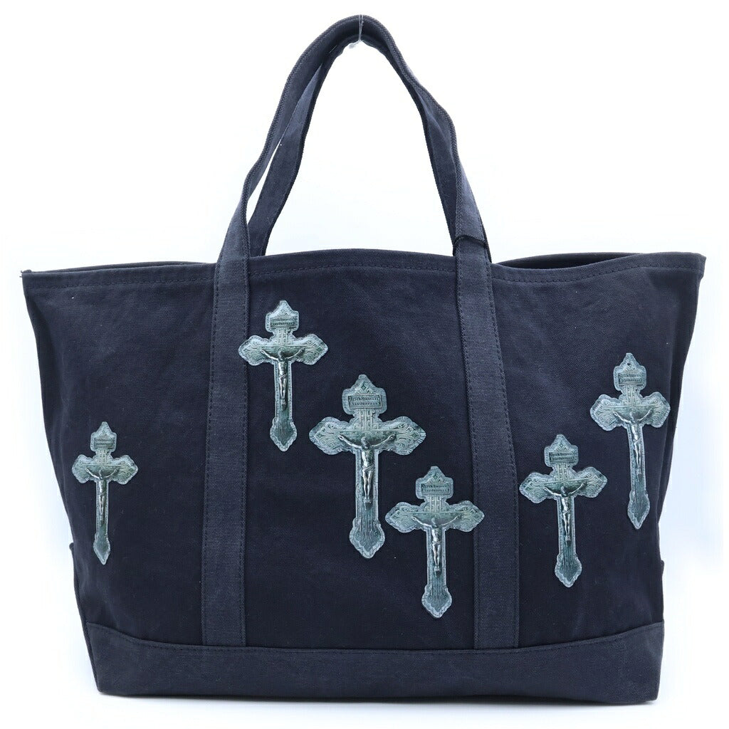 TALKING ABOUT THE ABSTRACTION(トーキング アバウト ザ アブストラクション) 3D CROSS TOTE クロスパッチ コットン トートバッグ ブラック 2526AW-AC-008