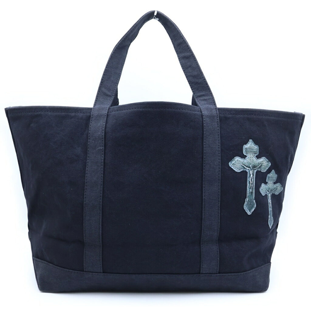 TALKING ABOUT THE ABSTRACTION(トーキング アバウト ザ アブストラクション) 3D CROSS TOTE クロスパッチ コットン トートバッグ ブラック 2526AW-AC-008