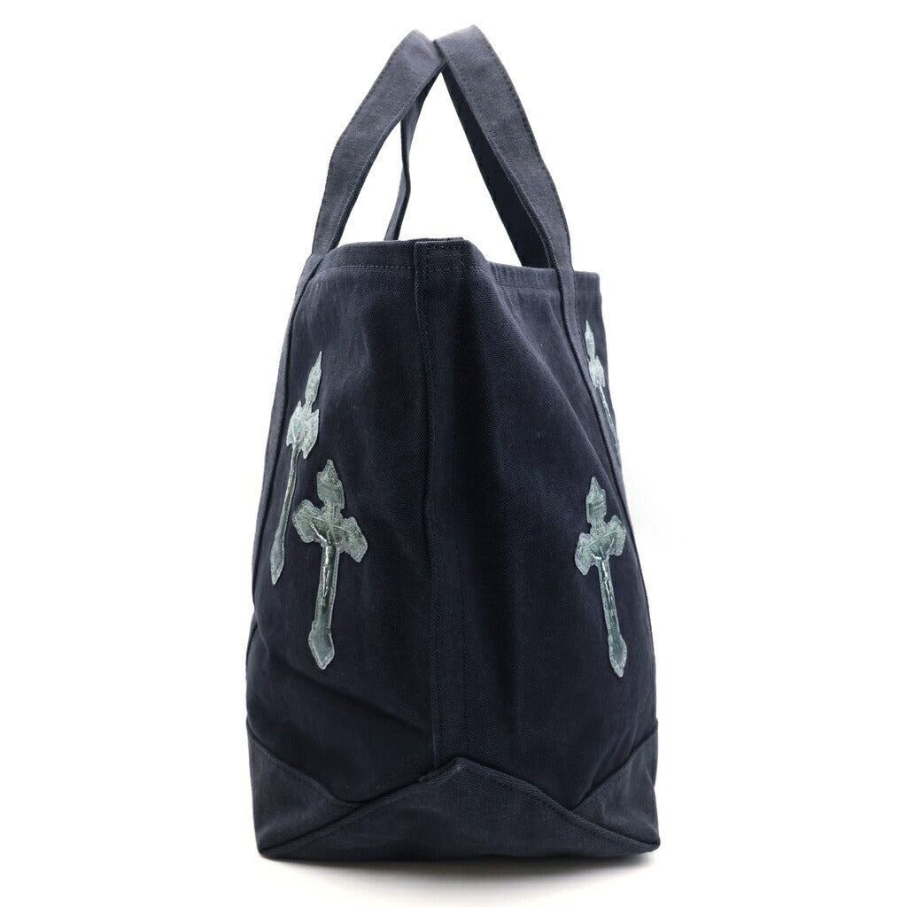 TALKING ABOUT THE ABSTRACTION(トーキング アバウト ザ アブストラクション) 3D CROSS TOTE クロスパッチ コットン トートバッグ ブラック 2526AW-AC-008