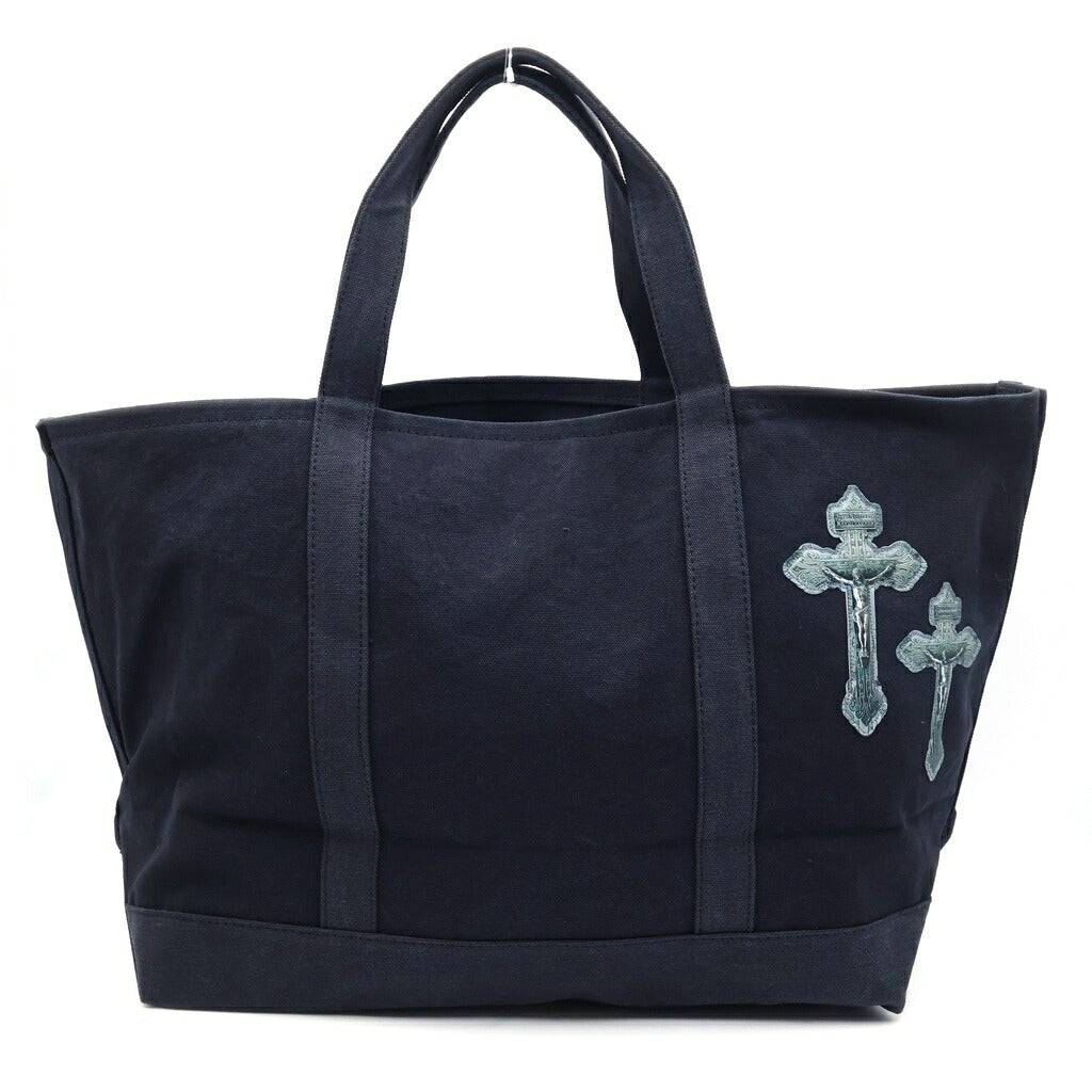 TALKING ABOUT THE ABSTRACTION(トーキング アバウト ザ アブストラクション) 3D CROSS TOTE クロスパッチ コットン トートバッグ ブラック 2526AW-AC-008