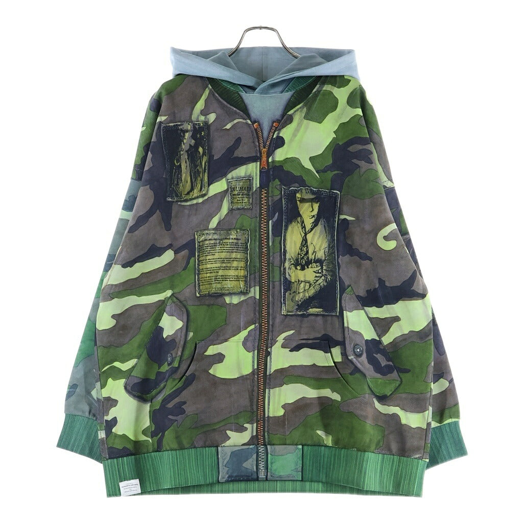 TALKING ABOUT THE ABSTRACTION(トーキング アバウト ザ アブストラクション) RAF MA-1 BOMBER JACKET PRINTED 総柄プリント プルオーバーパーカー グリーン NPT-DP-001
