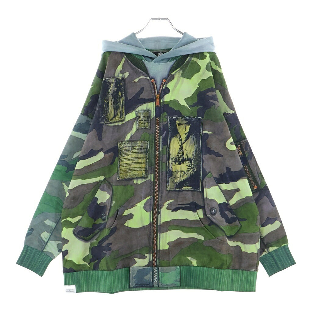 TALKING ABOUT THE ABSTRACTION(トーキング アバウト ザ アブストラクション) RAF MA-1 BOMBER JACKET PRINTED 総柄プリント プルオーバーパーカー グリーン NPT-DP-001