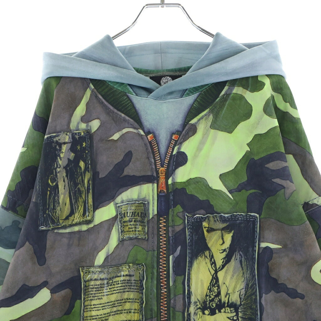 TALKING ABOUT THE ABSTRACTION(トーキング アバウト ザ アブストラクション) RAF MA-1 BOMBER JACKET PRINTED 総柄プリント プルオーバーパーカー グリーン NPT-DP-001