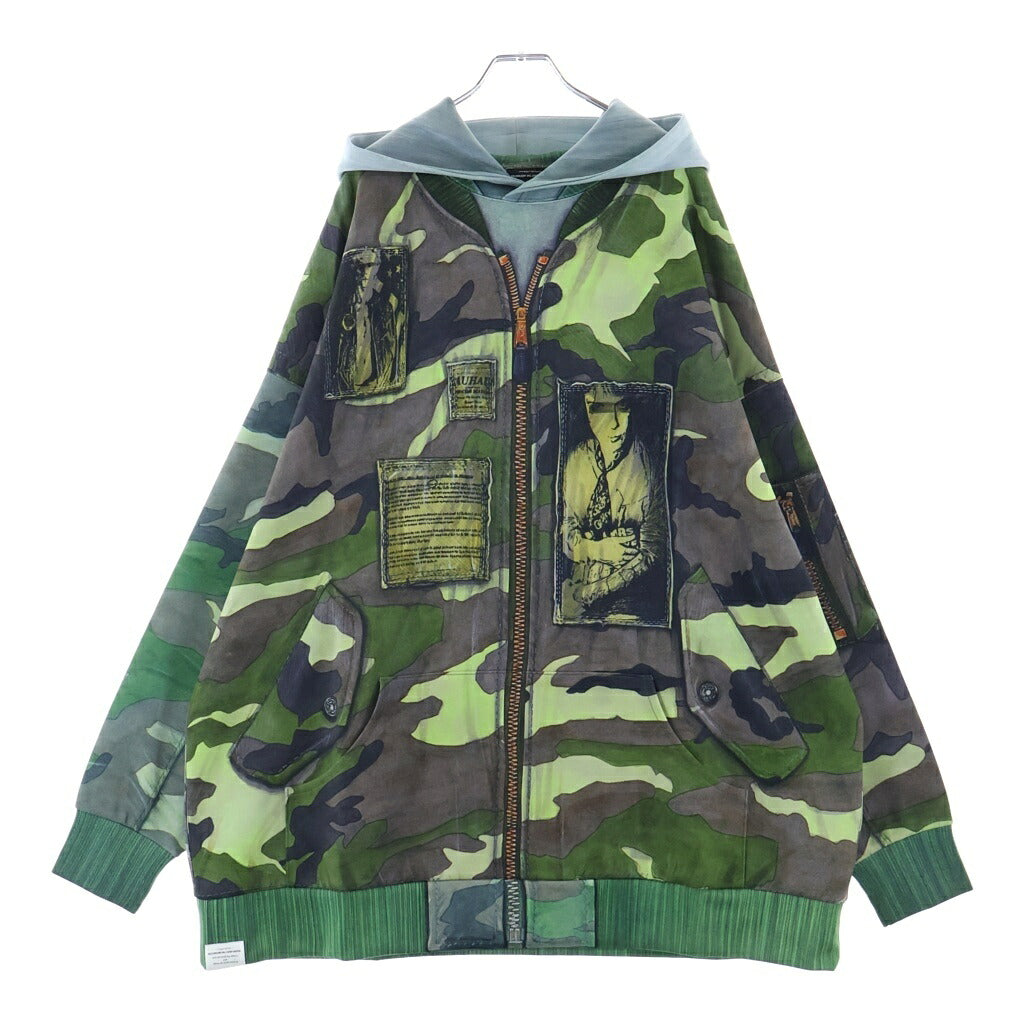 TALKING ABOUT THE ABSTRACTION(トーキング アバウト ザ アブストラクション) RAF MA-1 BOMBER JACKET PRINTED 総柄プリント プルオーバーパーカー グリーン NPT-DP-001