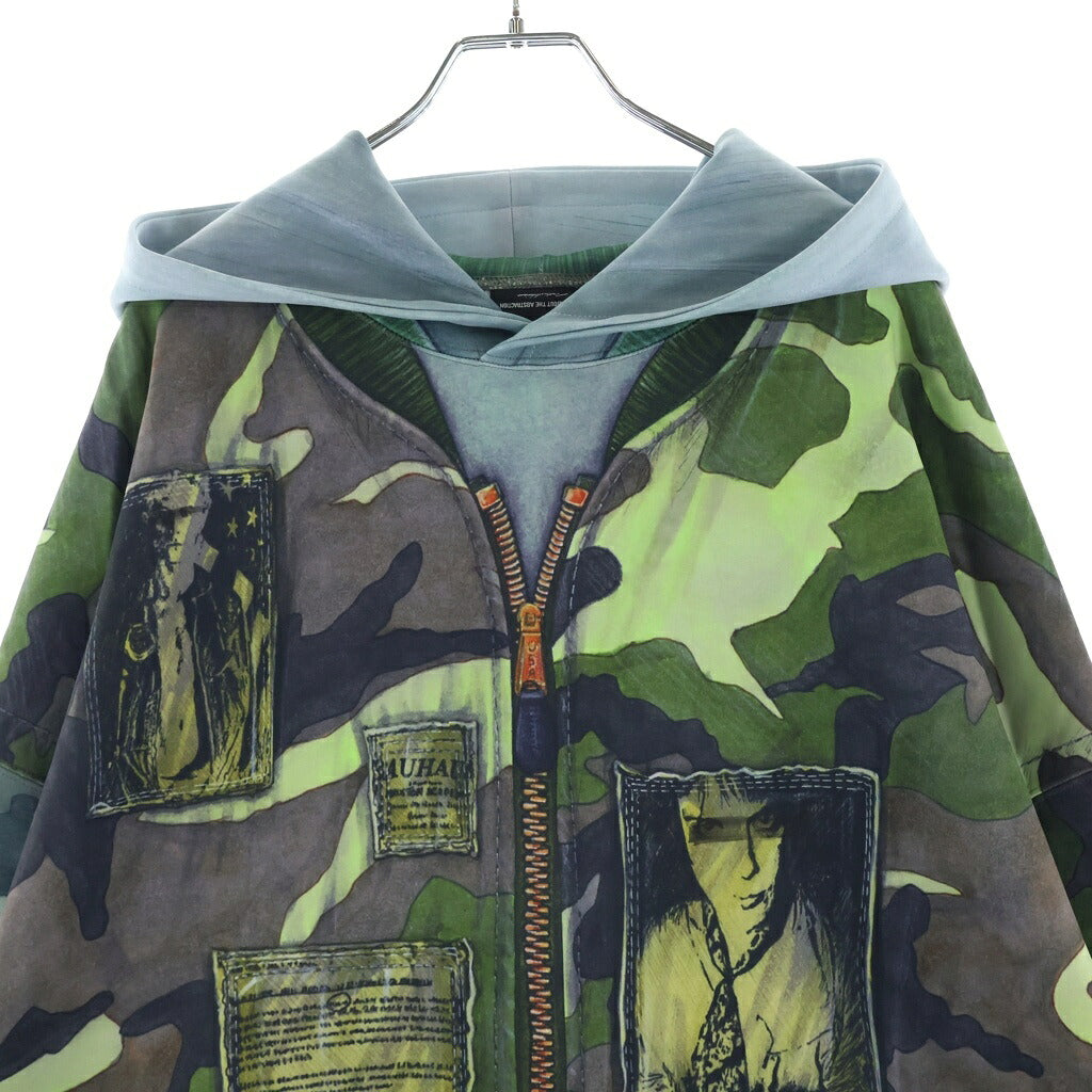 TALKING ABOUT THE ABSTRACTION(トーキング アバウト ザ アブストラクション) RAF MA-1 BOMBER JACKET PRINTED 総柄プリント プルオーバーパーカー グリーン NPT-DP-001