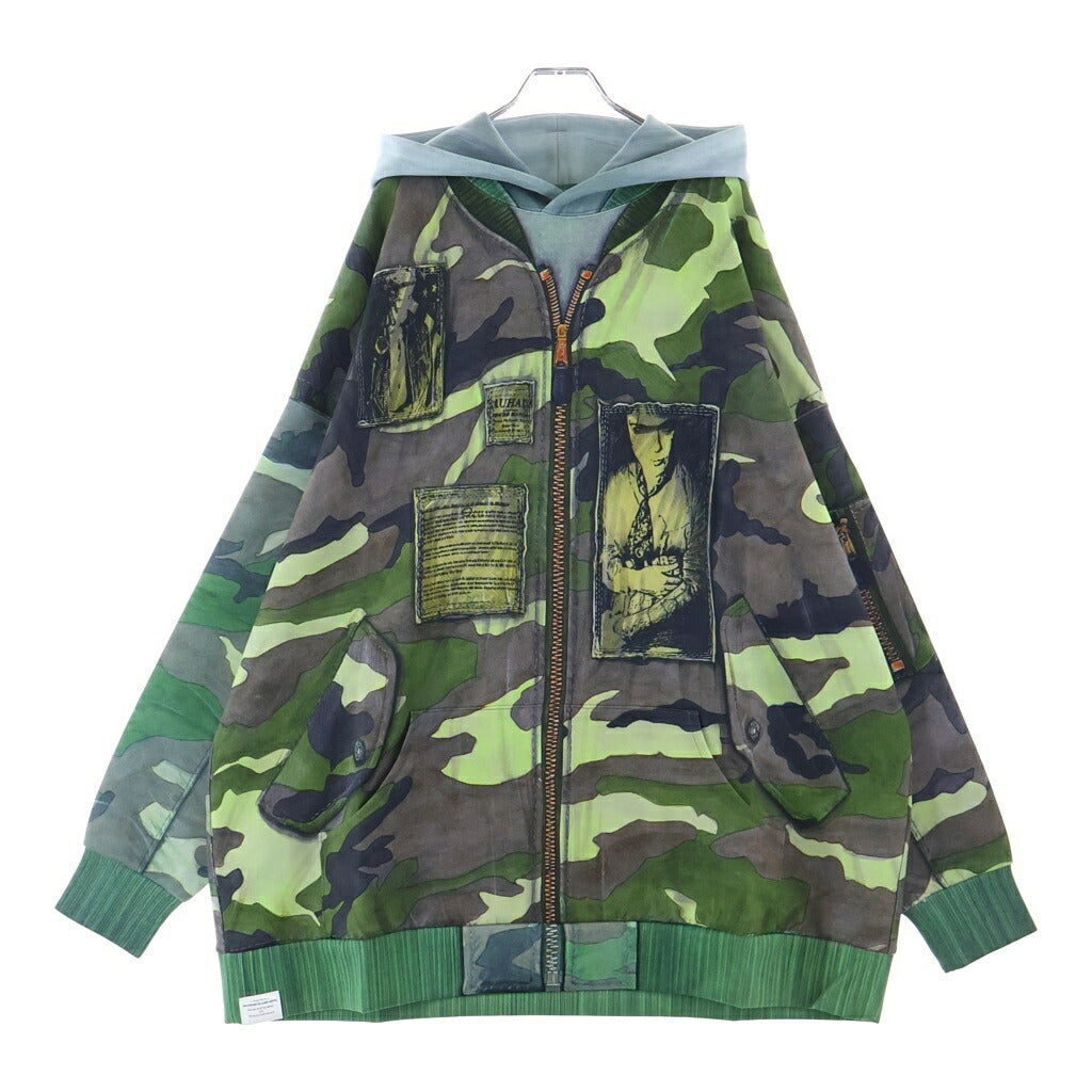 TALKING ABOUT THE ABSTRACTION(トーキング アバウト ザ アブストラクション) RAF MA-1 BOMBER JACKET PRINTED 総柄プリント プルオーバーパーカー グリーン NPT-DP-001