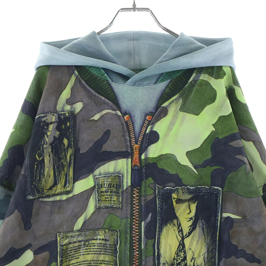 TALKING ABOUT THE ABSTRACTION(トーキング アバウト ザ アブストラクション) RAF MA-1 BOMBER JACKET PRINTED 総柄プリント プルオーバーパーカー グリーン NPT-DP-001