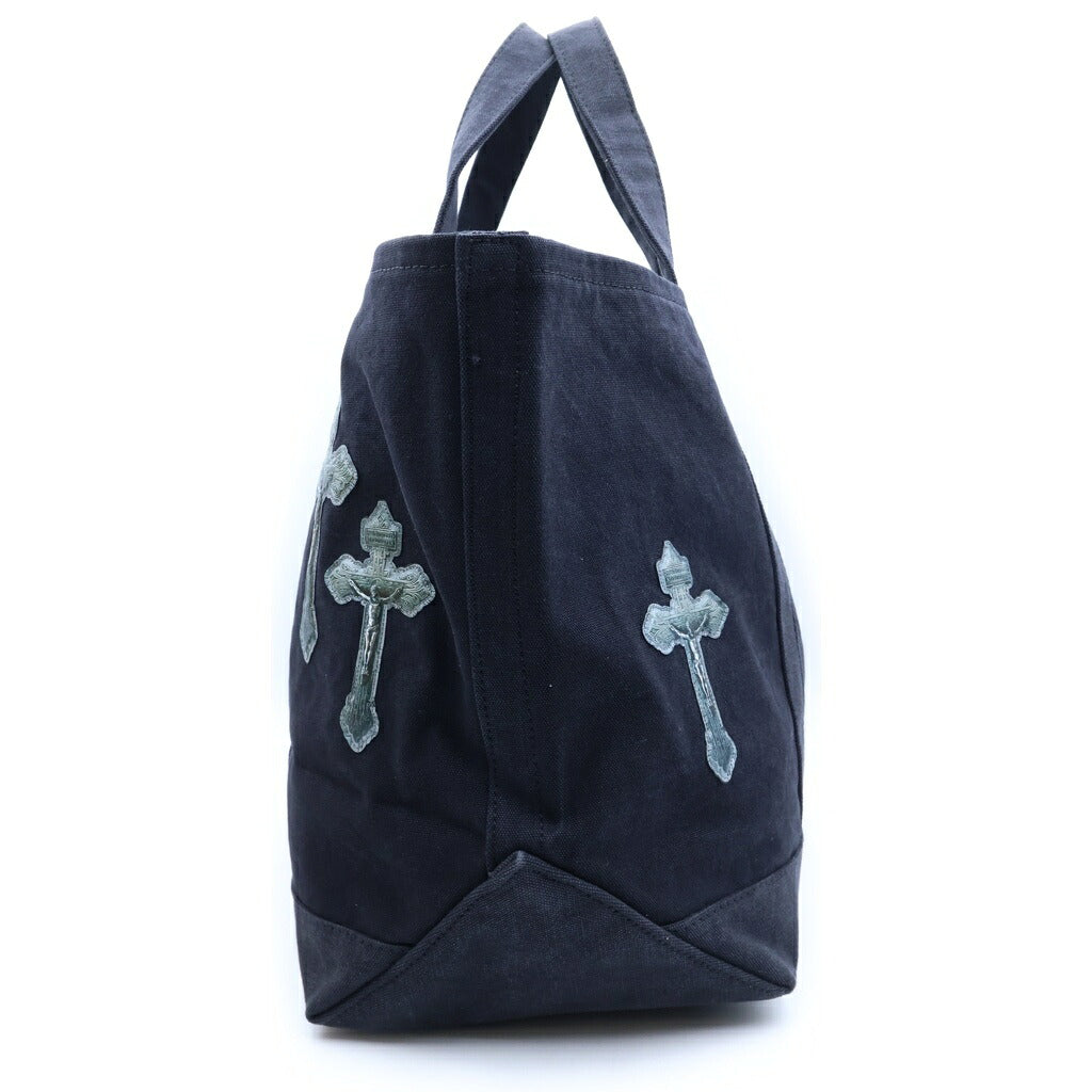 TALKING ABOUT THE ABSTRACTION(トーキング アバウト ザ アブストラクション) 3D CROSS TOTE クロスパッチ コットン トートバッグ ブラック 2526AW-AC-008