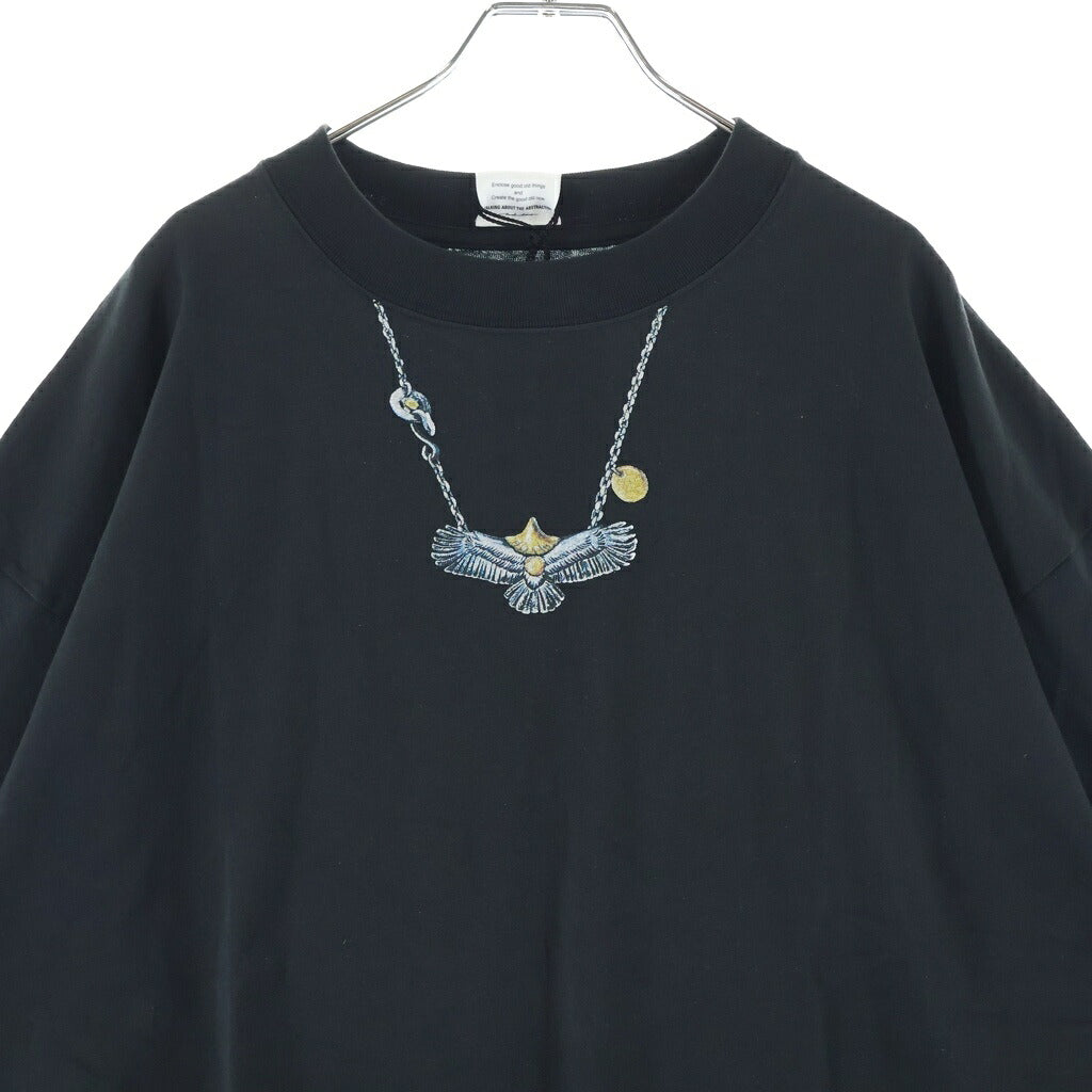 TALKING ABOUT THE ABSTRACTION(トーキング アバウト ザ アブストラクション) NATIVE TOP T-SHIRT イーグルプリント クルーネック 半袖Tシャツ ブラック NPT-T-002