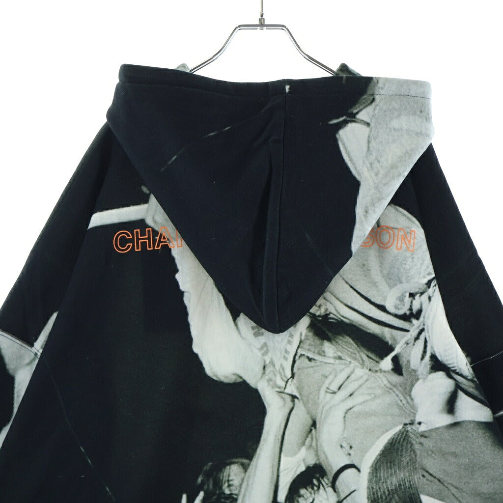 TALKING ABOUT THE ABSTRACTION(トーキング アバウト ザ アブストラクション) Chalse Photo Hoodie フォト総柄プリント プルオーバーパーカー ブラック SS-PPK-001C