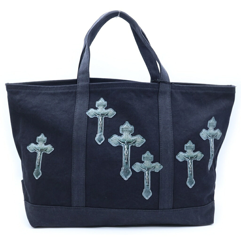 TALKING ABOUT THE ABSTRACTION(トーキング アバウト ザ アブストラクション) 3D CROSS TOTE クロスパッチ コットン トートバッグ ブラック 2526AW-AC-008