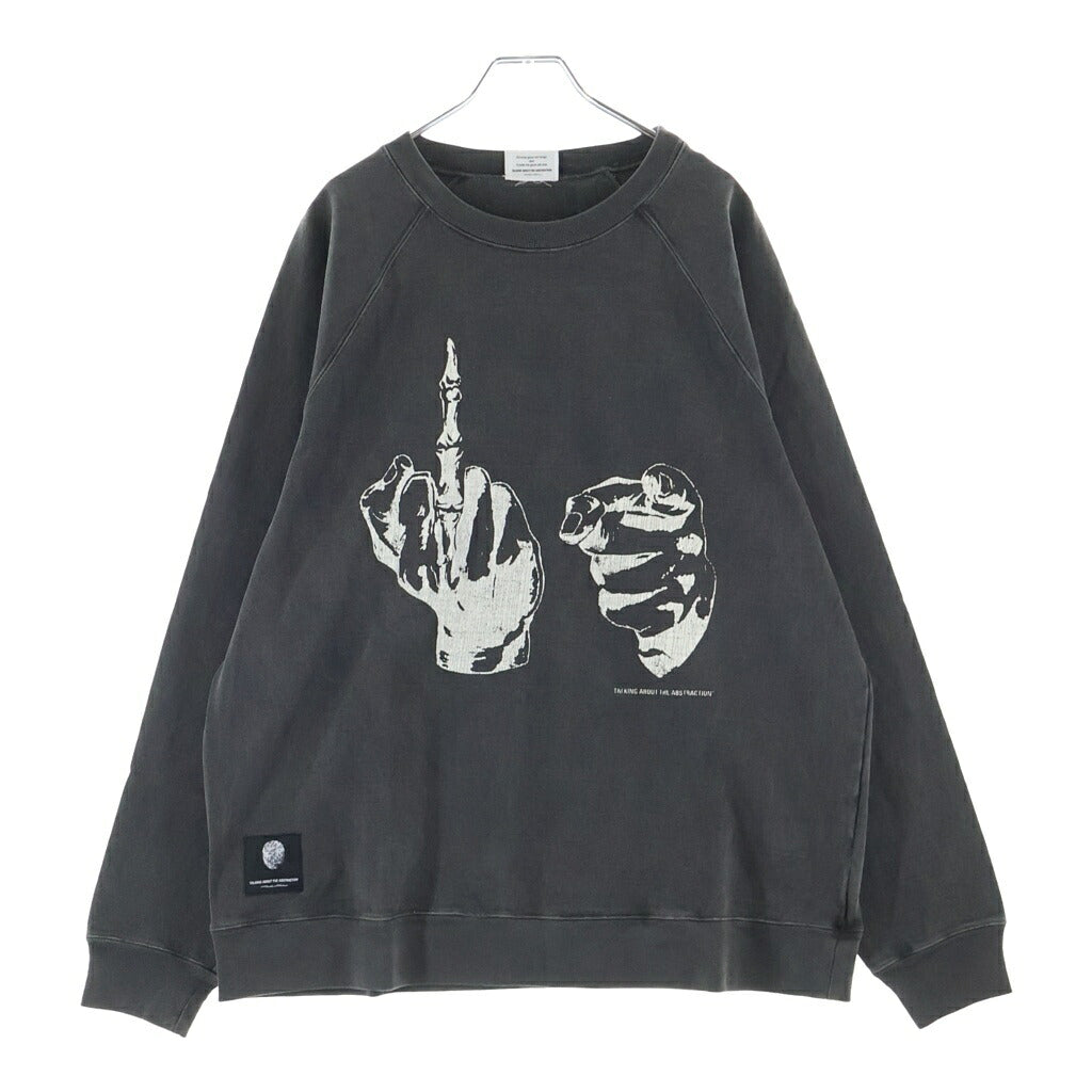 TALKING ABOUT THE ABSTRACTION(トーキング アバウト ザ アブストラクション) OVER DYE PRINT RAGLAN TEE 長袖 クルーネック カットソー ブラック 2526AW-LS-002