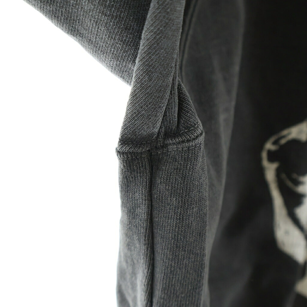 TALKING ABOUT THE ABSTRACTION(トーキング アバウト ザ アブストラクション) OVER DYE PRINT RAGLAN TEE 長袖 クルーネック カットソー ブラック 2526AW-LS-002