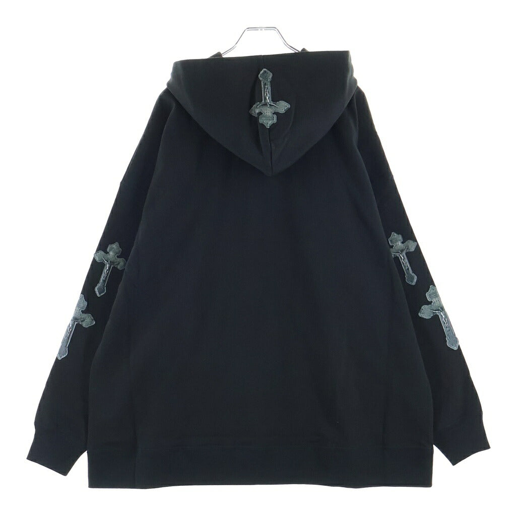TALKING ABOUT THE ABSTRACTION(トーキング アバウト ザ アブストラクション) CROSS P/W PARKA クロスパッチ コットン プルオーバーパーカー ブラック 2526AW-PK-003