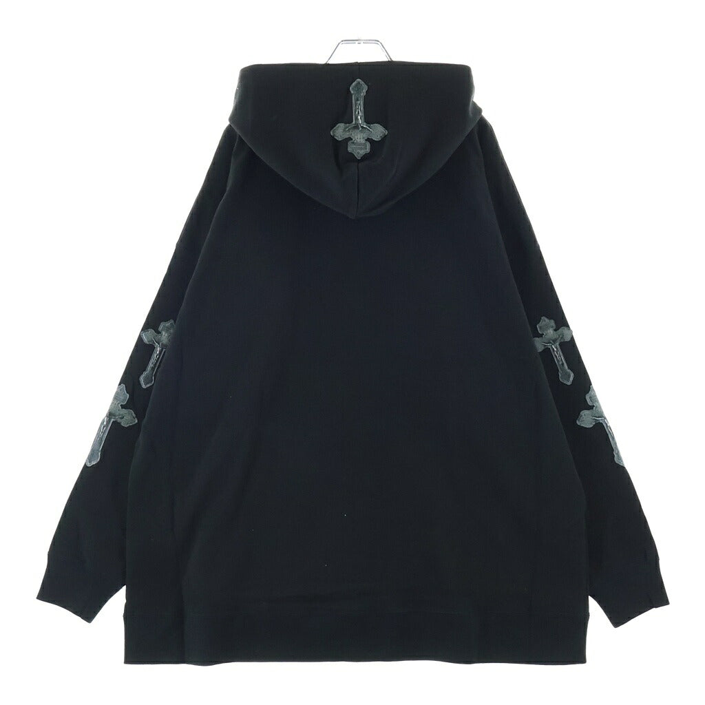 TALKING ABOUT THE ABSTRACTION(トーキング アバウト ザ アブストラクション) CROSS P/W PARKA クロスパッチ コットン プルオーバーパーカー ブラック 2526AW-PK-003