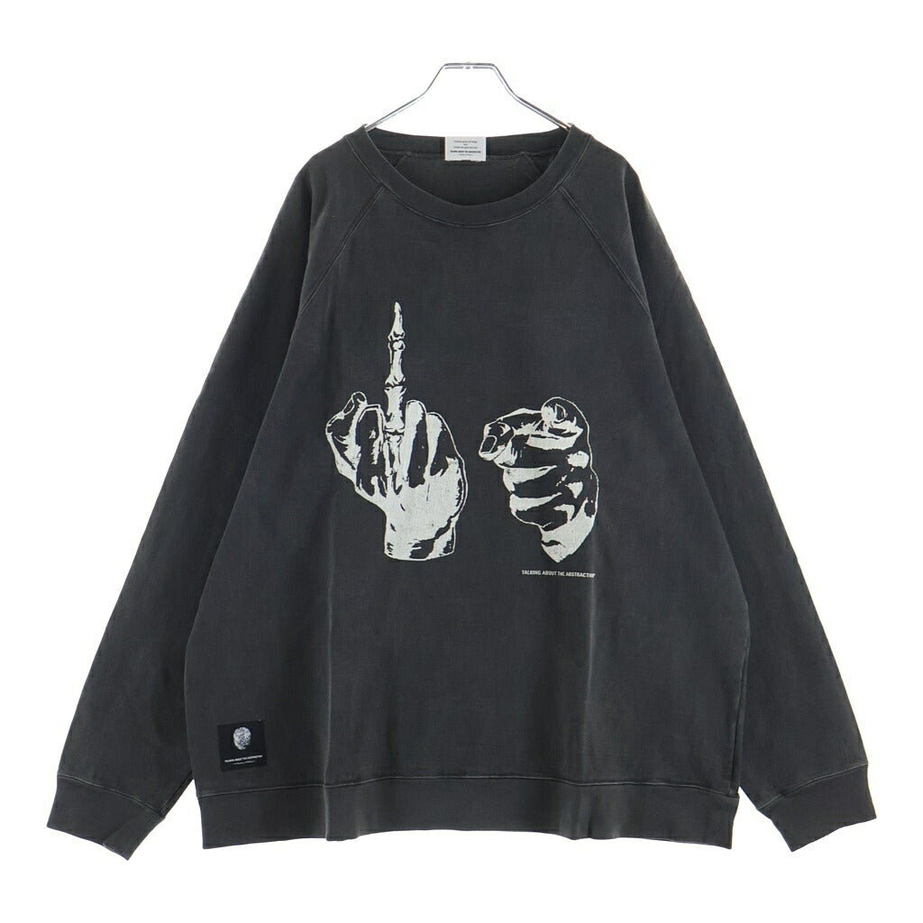 TALKING ABOUT THE ABSTRACTION(トーキング アバウト ザ アブストラクション) OVER DYE PRINT RAGLAN TEE 長袖 クルーネック カットソー ブラック 2526AW-LS-002
