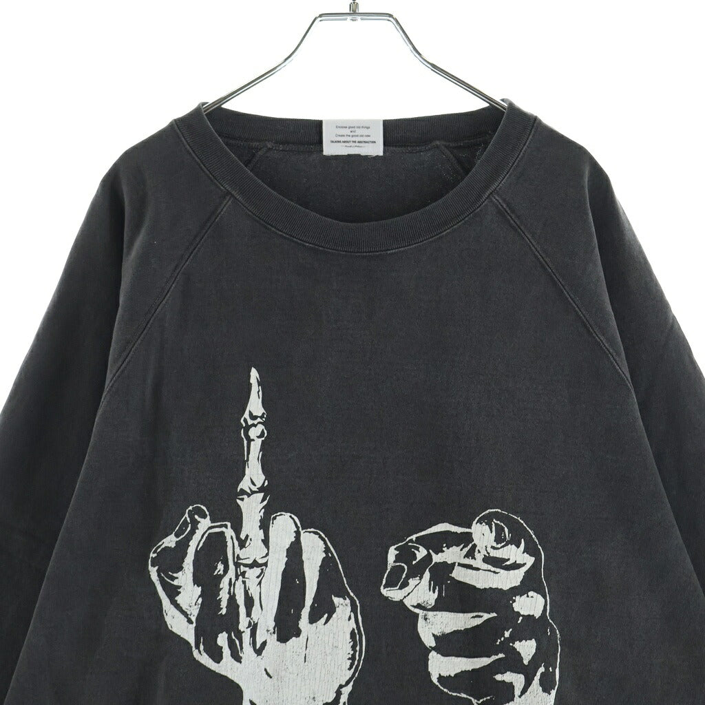 TALKING ABOUT THE ABSTRACTION(トーキング アバウト ザ アブストラクション) OVER DYE PRINT RAGLAN TEE 長袖 クルーネック カットソー ブラック 2526AW-LS-002