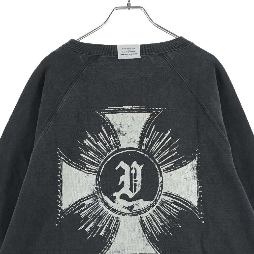 TALKING ABOUT THE ABSTRACTION(トーキング アバウト ザ アブストラクション) OVER DYE PRINT RAGLAN TEE 長袖 クルーネック カットソー ブラック 2526AW-LS-002