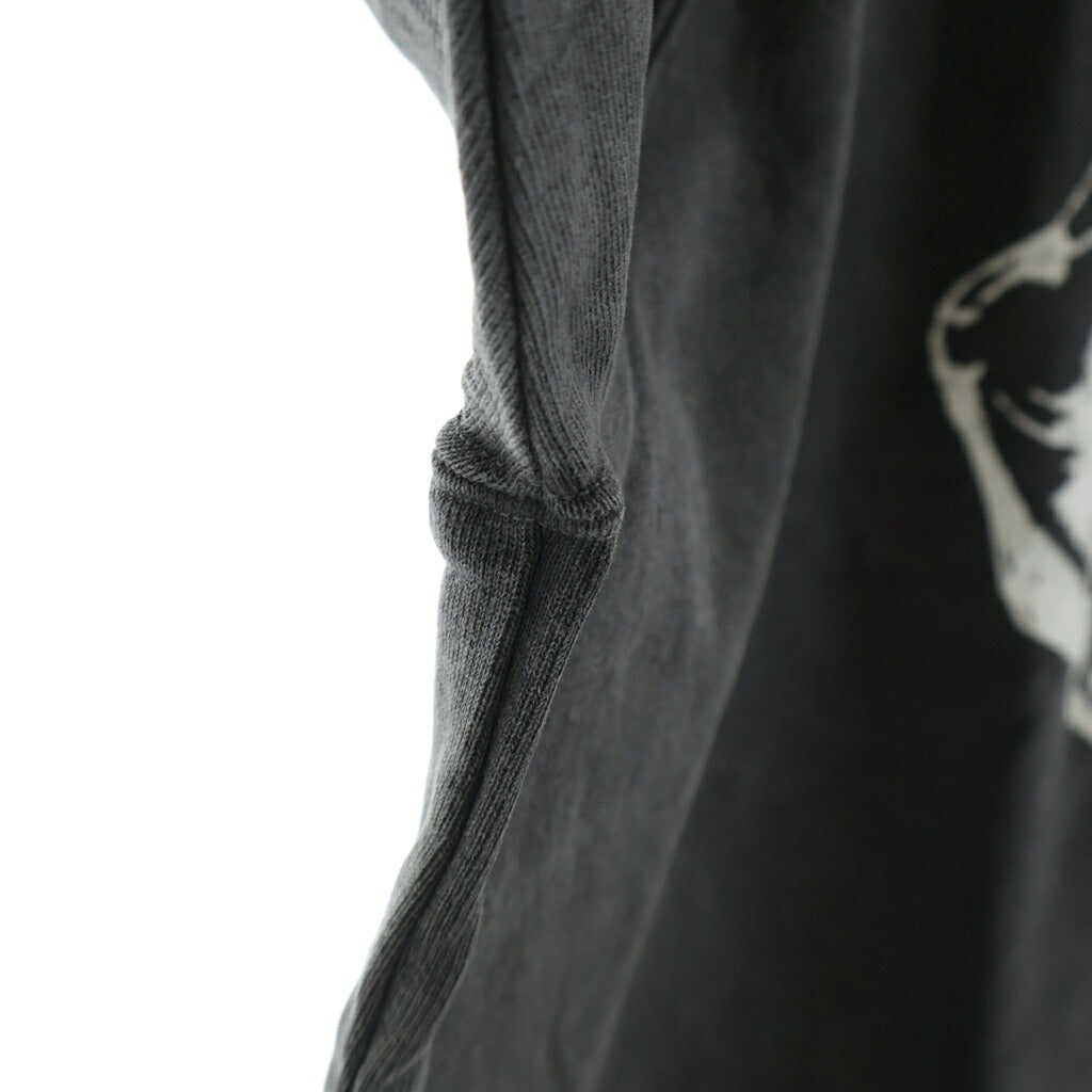 TALKING ABOUT THE ABSTRACTION(トーキング アバウト ザ アブストラクション) OVER DYE PRINT RAGLAN TEE 長袖 クルーネック カットソー ブラック 2526AW-LS-002