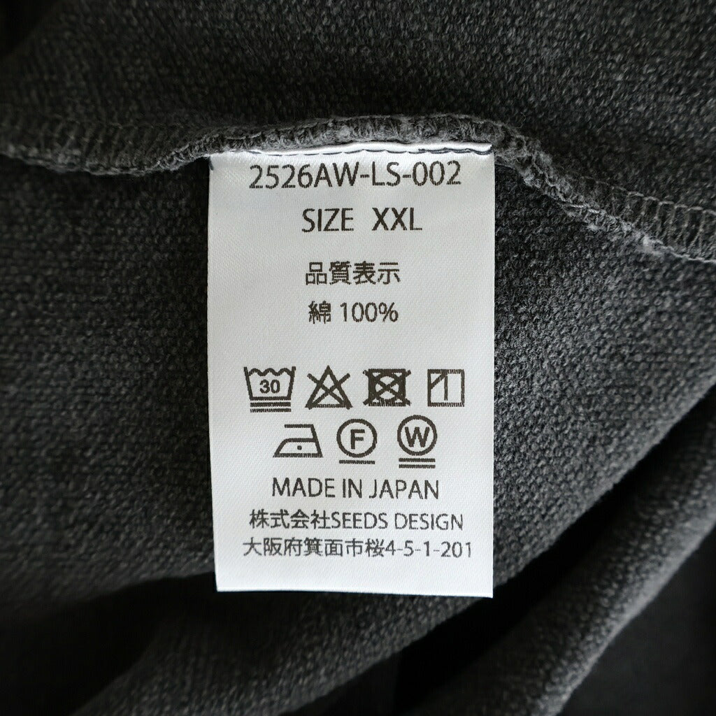TALKING ABOUT THE ABSTRACTION(トーキング アバウト ザ アブストラクション) OVER DYE PRINT RAGLAN TEE 長袖 クルーネック カットソー ブラック 2526AW-LS-002