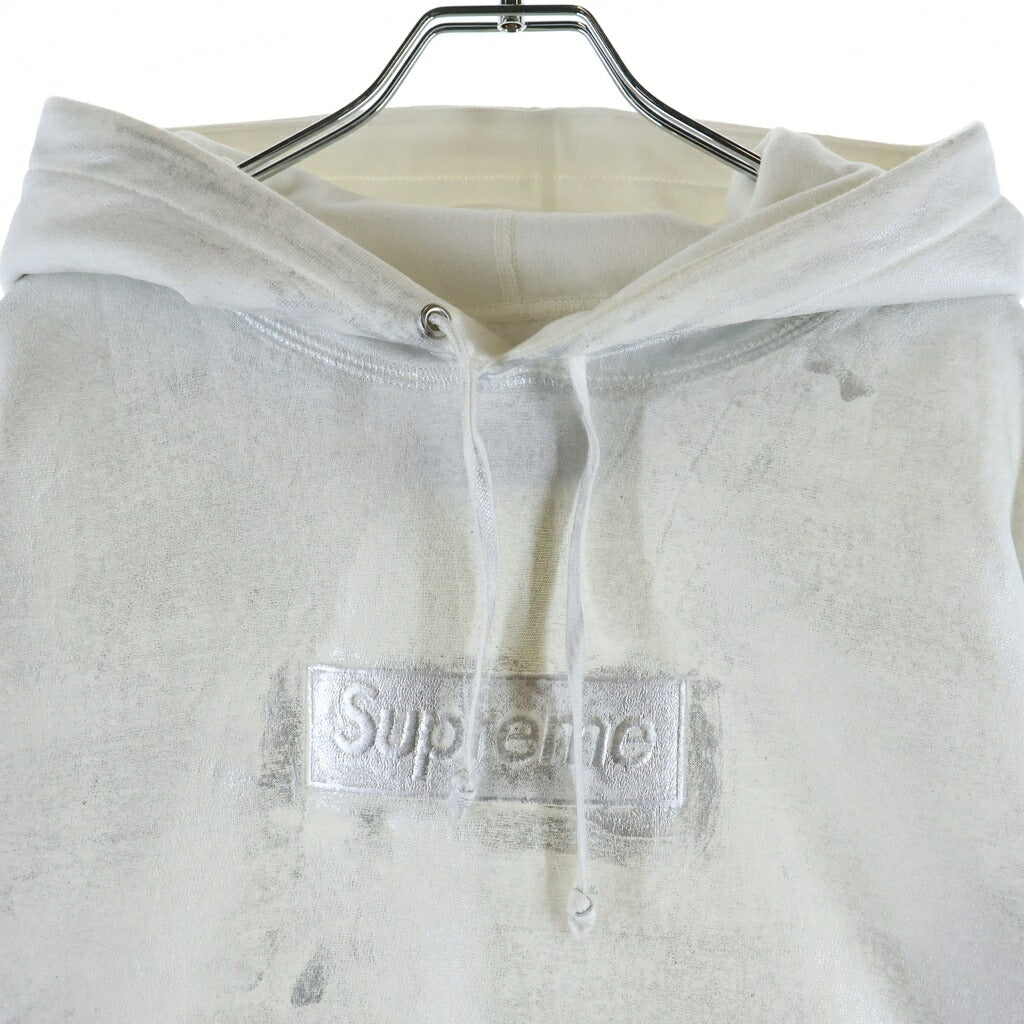 SUPREME(シュプリーム) 24SS ×MM6 Maison Margiela Foil Box Logo Hooded Sweatshirt エムエムシックスメゾンマルジェラ ボックスロゴ プルオーバーパーカー フーディー ホワイト