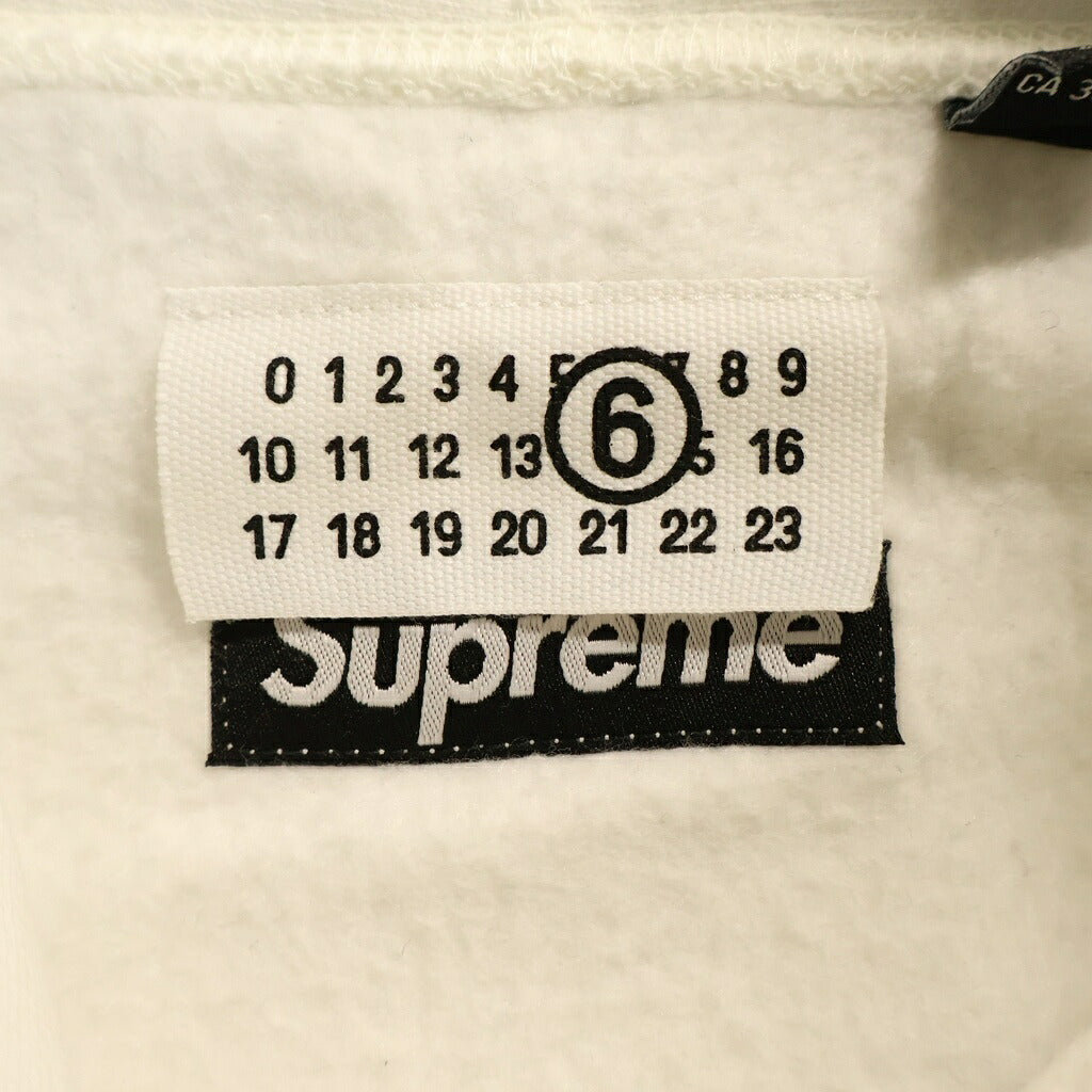 SUPREME(シュプリーム) 24SS ×MM6 Maison Margiela Foil Box Logo Hooded Sweatshirt エムエムシックスメゾンマルジェラ ボックスロゴ プルオーバーパーカー フーディー ホワイト