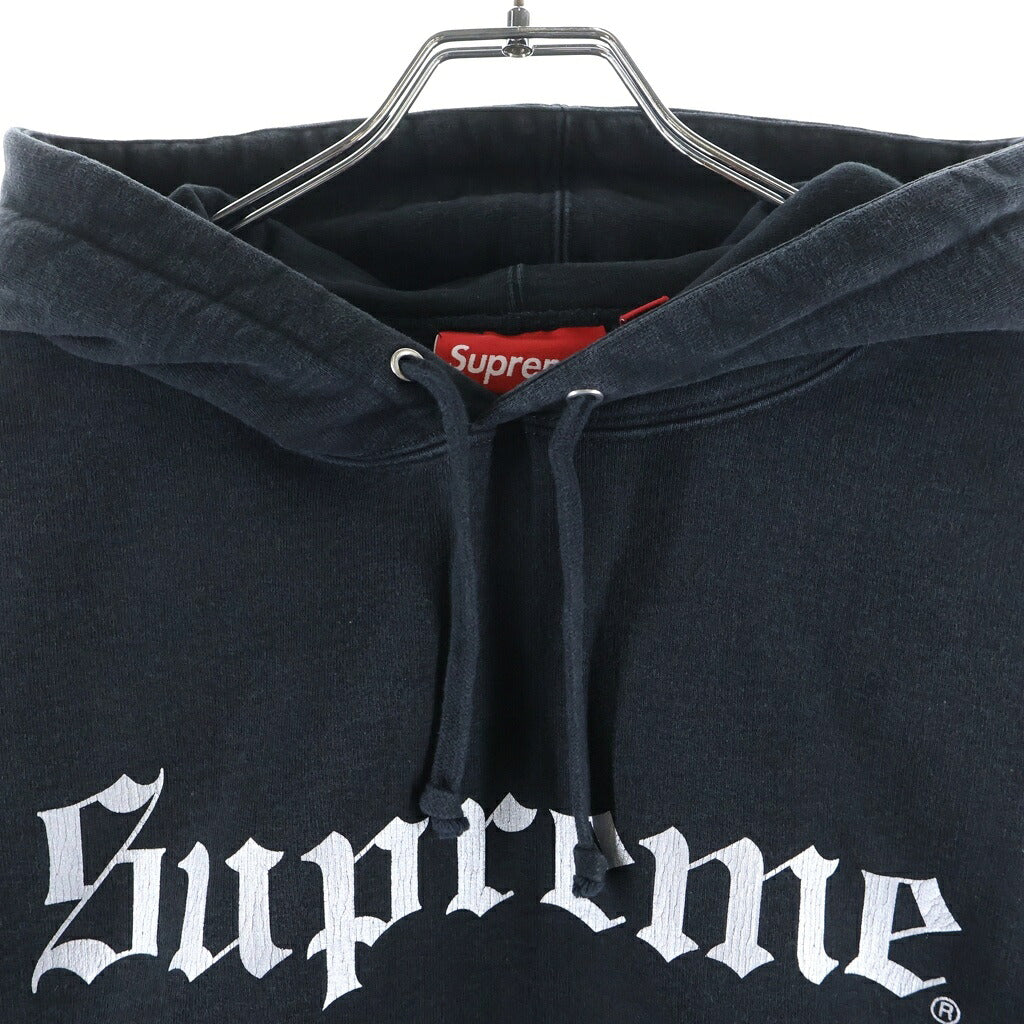 SUPREME(シュプリーム) 25AW Washed Old English Hooded Sweatshirt ウォッシュド加工 フロントロゴプリント プルオーバーパーカー ブラック