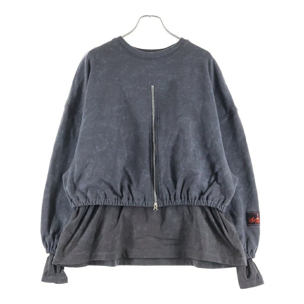 SyuMan(シューマン) 24AW Layerd Sweat Shirts レイヤード ハーフジップ クルーネック 長袖スウェット トレーナー グレー 24aw-SY004