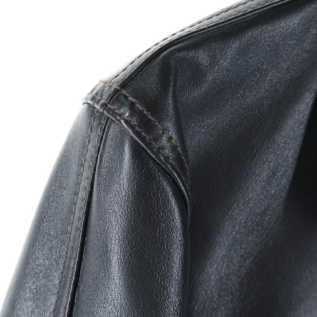 Y'2 LEATHER(ワイツーレザー) ホースハイド ボタンフライ 3rdタイプ レザーブルゾン 月桂樹ボタン ジャケット ブラック