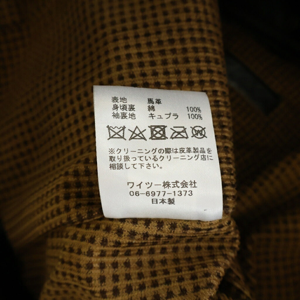 Y'2 LEATHER(ワイツーレザー) ホースハイド ボタンフライ 3rdタイプ レザーブルゾン 月桂樹ボタン ジャケット ブラック