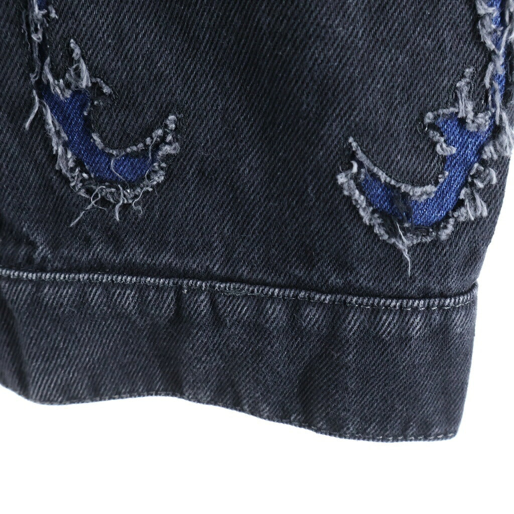 OFF-WHITE(オフホワイト) 24SS Natlover Denim Hooded Jacket ナチュララバー デニム フーデッド ジャケット ワッペンロゴ ブラック OMYE096S24DEN0011346