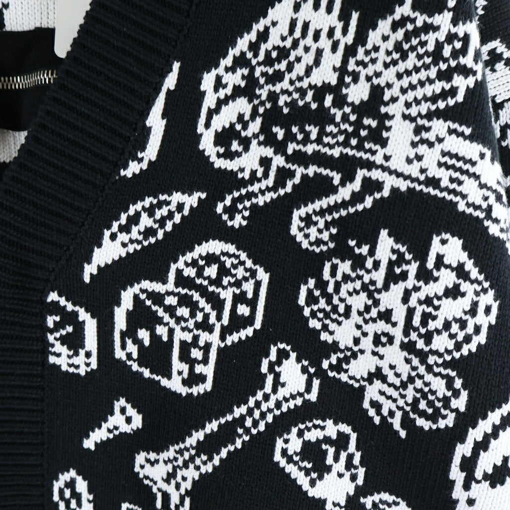 OFF-WHITE(オフホワイト) 24SS TATTO KNIT CARDIGAN タトゥー ニットカーディガン バックジッパー ブラック/ホワイト OMHB028S24KNI0011000