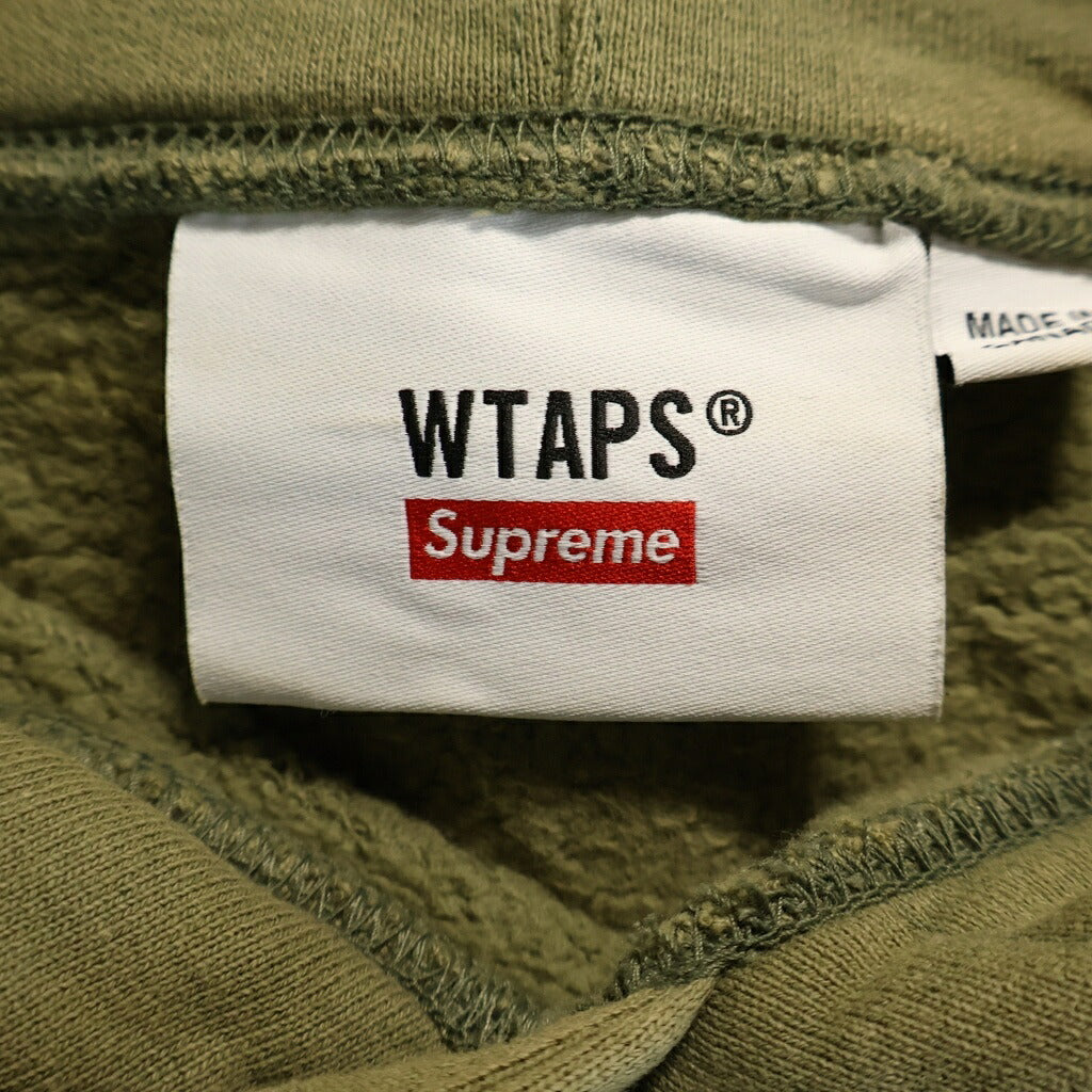 SUPREME(シュプリーム) 21AW × WTAPS Sic em! Hooded Sweatshirt フロントロゴ刺繍 プルオーバーパーカーフーディー カーキ